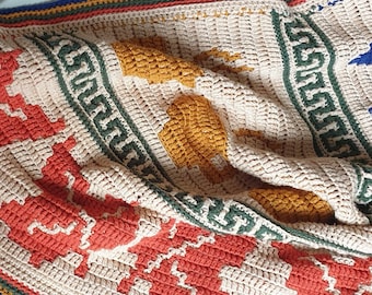 Autumn Mosaic Overlay Crochet Throw Afghan Pattern PDF Digital Download