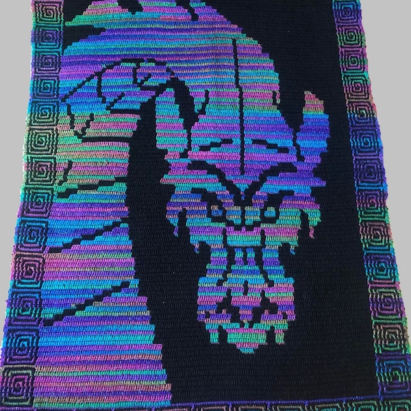 Mystic Dragon Throw, Afghan pour tous les âges, Écrit ligne par ligne, Tableau en mosaïque, Téléchargement instantané, Mosaïque de superposition, Modèle au crochet