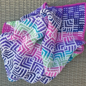 Mosaic Pinwheel Baby Blanket, Baby Afghan, Written Row by Row, Mosaic chart, Instant Download, Overlay Mosaic, Crochet Pattern