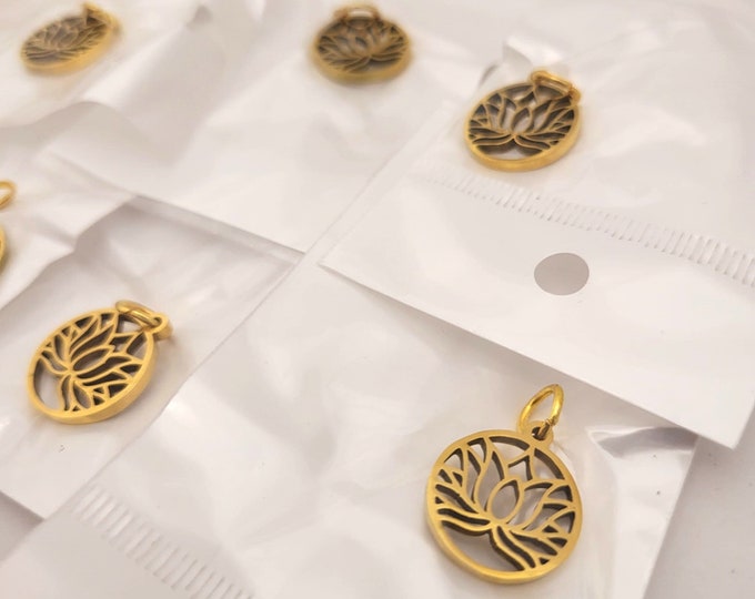 Lotus Flower Charms for DIY Jewelry making ,Lotus symbol charms , Lotus jewelry charm with split ring