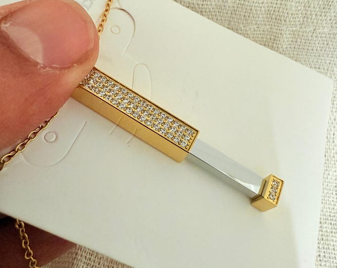 LASER Engraving Jewelry Blank Stretch Bar Crystal Pendant Necklace - GOLD Laser DIY Jewelry & Craft supplies
