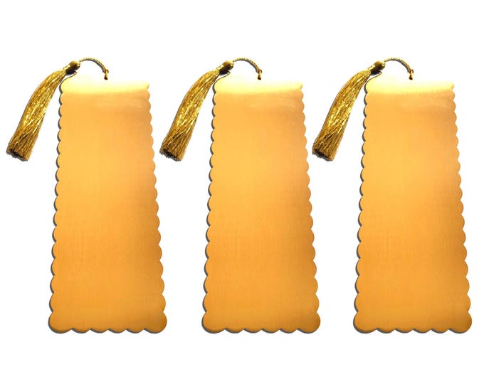 Large Superior Quality Bookmark Blanks for  Laser Engraving. Premium Big Gold Bookmark with multiple Curved sides.