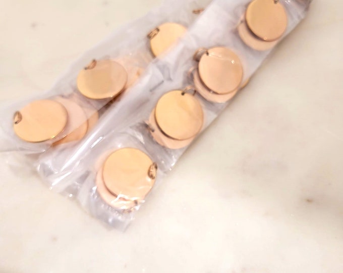 Steel Round Blanks for Pendant Necklace, Keychains - Gold, Rosegold, Steel Laser Engraving Mirror polish Round Blanks with a Bail.