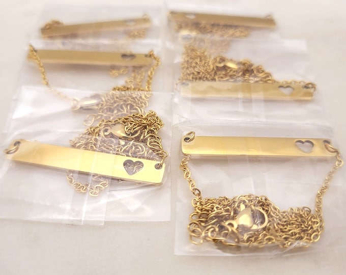 Heart Blanks Cutout Pendant Necklace Blank for Laser Engraving. Stainless steel Blanks in Gold, Rose Gold & Steel Silver Pack of 6.