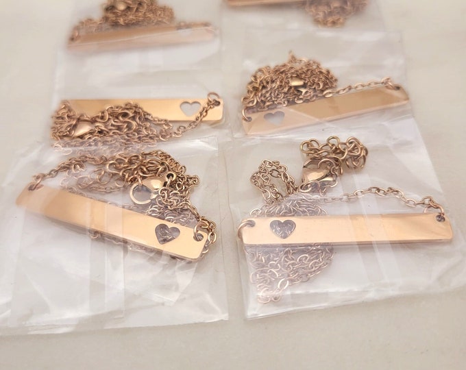 Cutout Heart Pendant Necklace Blank for Laser Engraving. Stainless steel Blanks in Gold, Rose Gold & Steel Silver Pack of 6.