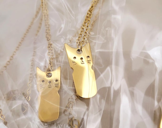 Cat Shape Laser Engraving Pendant Necklace Metal Blanks - Stainless Steel Jewelry Blanks