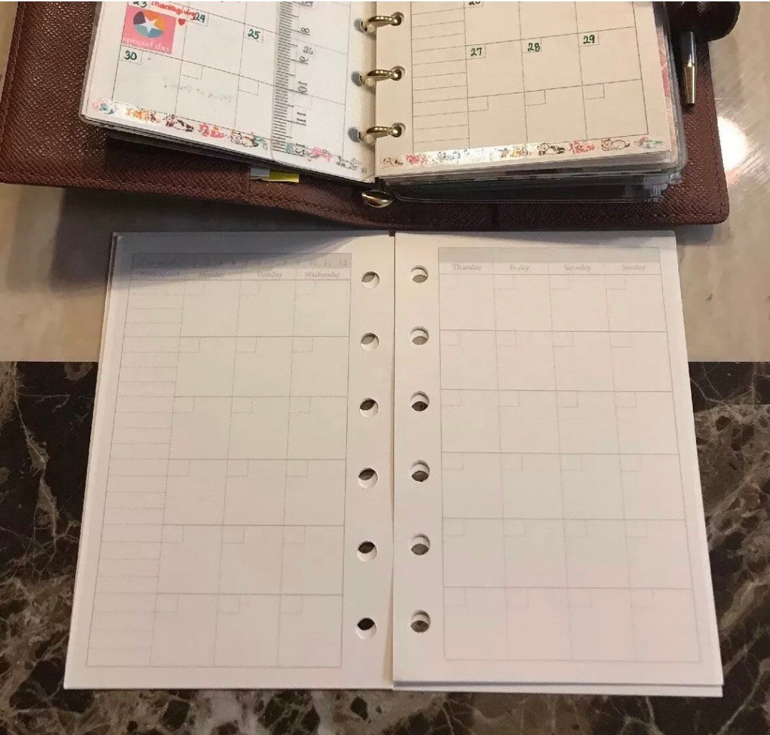 LV Agenda-pm-mini-inserts-monthly-weekly-refills Fits Louis