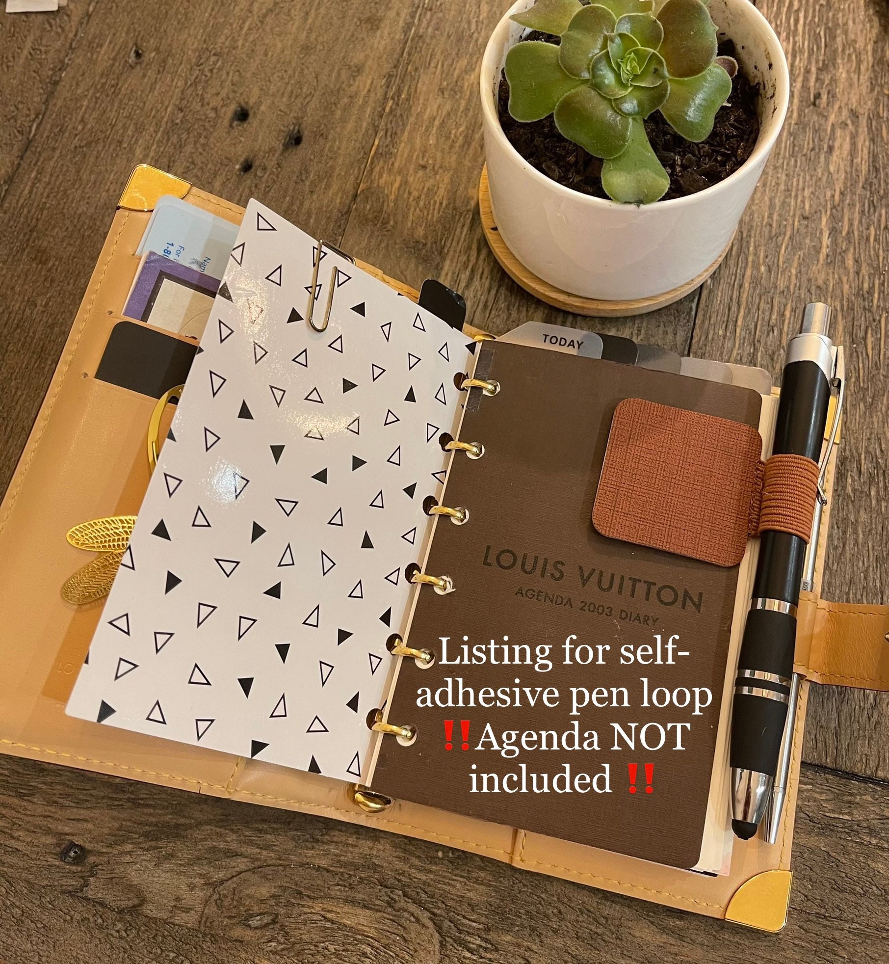 Self Adhesive Leather Pen Loop for LV PM Agenda 