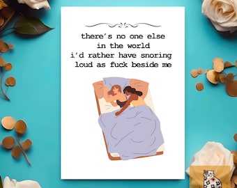 Lesbian Anniversary Card, Snoring Partner, Funny Birthday Wife Girlfriend Card