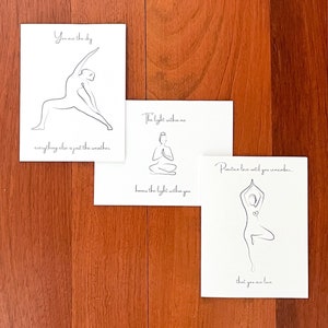 Yoga cards, yoga quotes, yoga teacher gift, yoga gift for mom, self love cards, yoga greeting cards, boxed notecards, yoga gift for women image 1