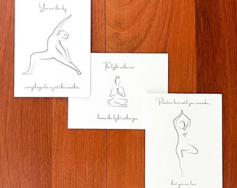 Yoga cards, yoga quotes, yoga teacher gift, yoga gift for mom, self love cards, yoga greeting cards, boxed notecards, yoga gift for women