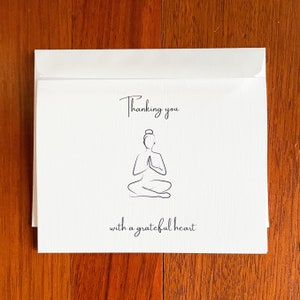 Yoga thank you card, notecard with envelope, yoga instructor gift, yoga pose card, yoga greeting card, grateful card, gratitude gift