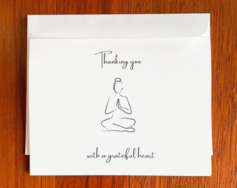 Yoga thank you card, notecard with envelope, yoga instructor gift, yoga pose card, yoga greeting card, grateful card, gratitude gift