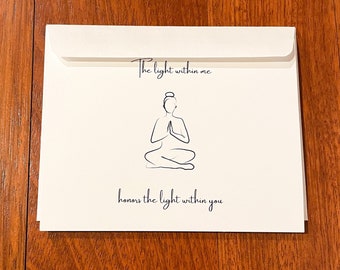 Namaste card, yoga card, yoga teacher gift, thank you card, yoga pose card, self love card, encouragement card for women, yoga lover gift