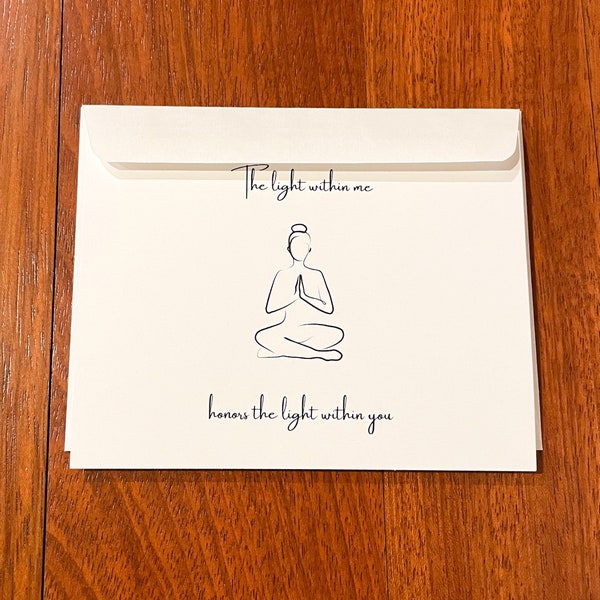 Namaste card, yoga card, yoga teacher gift, thank you card, yoga pose card, self love card, encouragement card for women, yoga lover gift