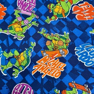 Teenage Mutant Ninja Turtles Cotton Fabric | Skatin Turtle Toss | 2014 CP52364 | Viacom | Ships Today