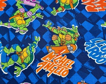 Teenage Mutant Ninja Turtles Cotton Fabric | Skatin Turtle Toss | 2014 CP52364 | Viacom