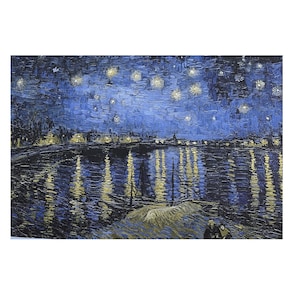 Starry Night Over The Rhone  Vincent van Gogh 12&quot; x 8&quot; Cotton Block Fabric Panel  In Stock and Ships Today from the USA!