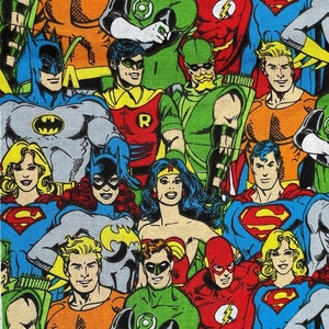 DC Comics Superheroes Justice League Cotton Fabric Camelot Style 23400517 All DC Characters and Elements Superman, Superwoman, Batman & more