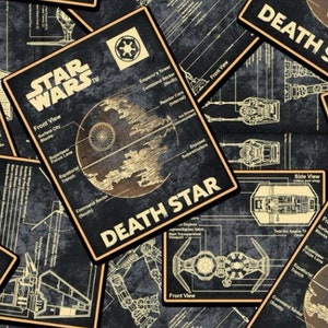 Star Wars Death Star Blueprint Cotton | Camelot Fabrics 73011423 | Large Scale OOP Cotton