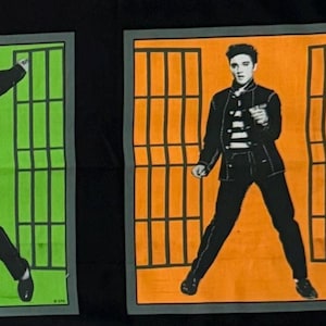 Elvis Jailhouse Rock Panel | 4-Block Pop Art Baumwolle | Seltener OOP Stoff