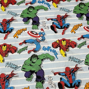 Tessuto di cotone Marvel Heroes Unite-Ironman Spiderman Capitan America Hulk Supereroi Toss Springs Tessuto per trapunte di qualità creativa CP73830