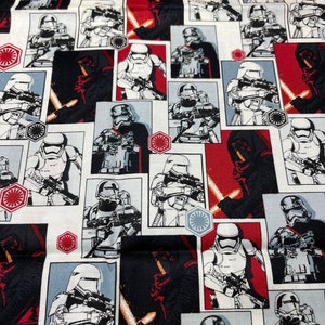 Star Wars Force Awakens Fabric, Kylo Ren Stormtrooper Cotton, Red, Black Camelot, OOP Retired Style 7360103, Sci Fi Quilt Fabric