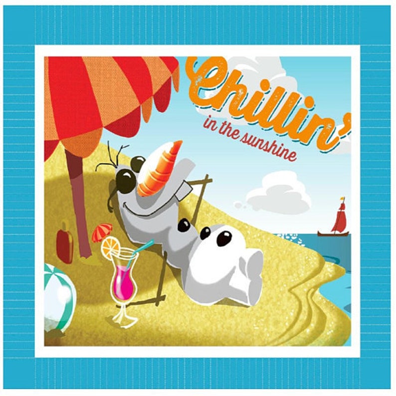 Frozen OLAF Chillin 35 X 44 PANEL Quality Cotton Panel Licensed Makes a