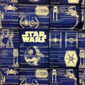 Star Wars Blueprint Cotton | Death Star TIE Fighter | Camelot 73100026