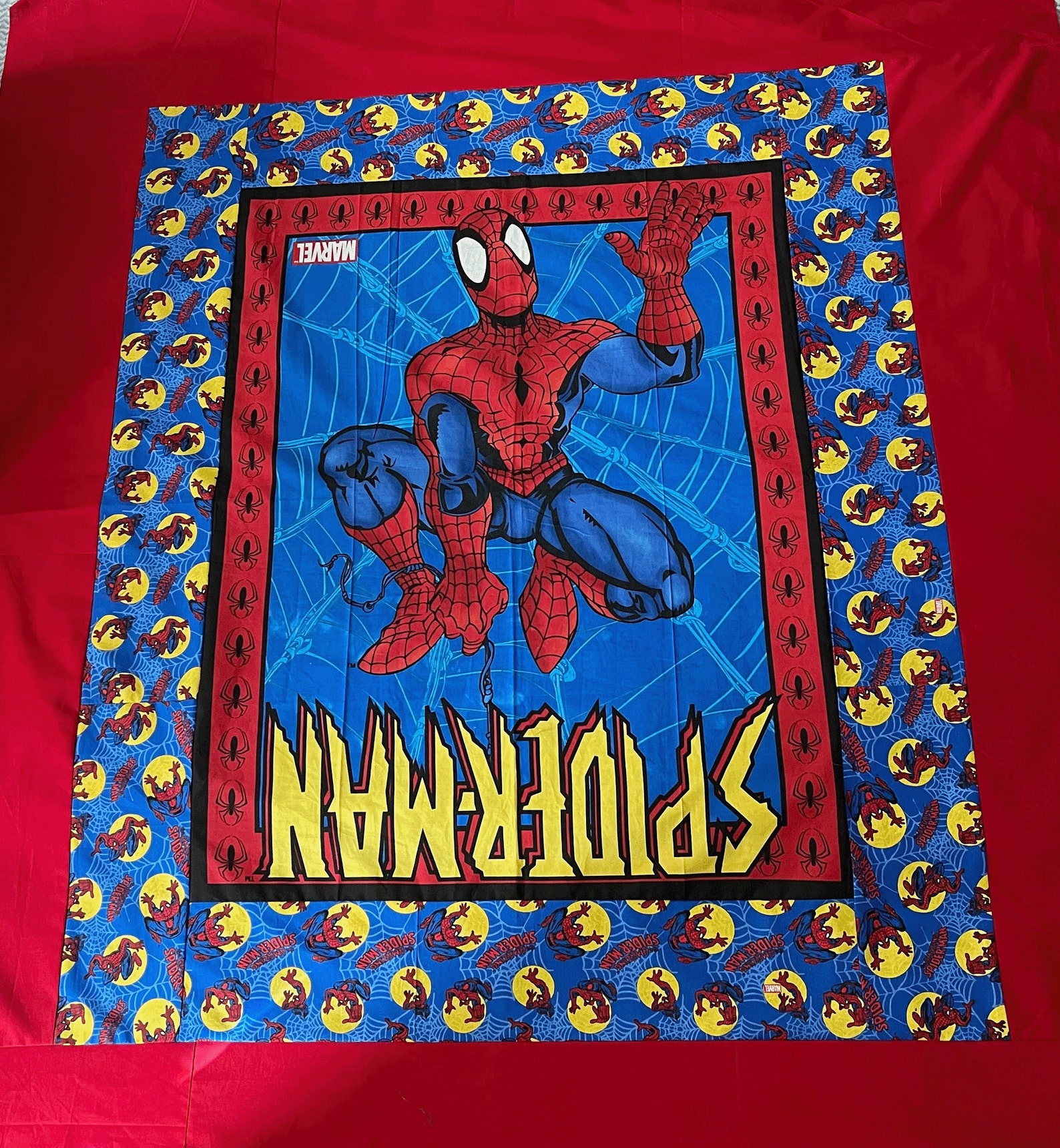 Spiderman Cotton Fabric Panel 2004style 9895 Out of Print Etsy