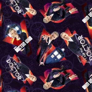 Tessuto di cotone Doctor Who I Am The Doctor Springs Creative CP60459 2012