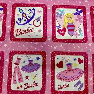 Barbie Dreamtime Fabric Panel Vintage (2001) – Mattel Polycotton 36 x 22 OOP Quilt Blocks