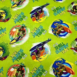 Tessuto di cotone Teenage Mutant Ninja Turtle TMNT Shell Surfin' Time 2014 Viacom International Springs Creative Products Style CP 53512