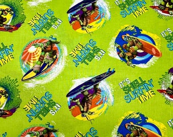 TMNT Shell Surfin Time Fabric | Springs Creative CP53512 | 2014 Teenage Mutant Ninja Turtles Cotton