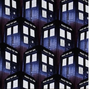 Tessuto di cotone Doctor Who Tardis Police Box Molle Creative 2014 Dr Who