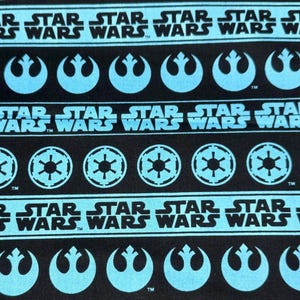 Star Wars Rebel & Empire Symbols Fabric | Aqua Black OOP