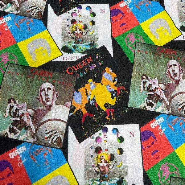 Queen Productions Cotton Fabric Album Covers Rock & Roll Band Albums