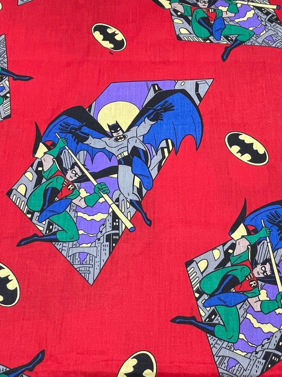 90s BAT MANファブリック布キルトmade in usa Batman & Robin 1994 Fabric | DC Comics Cotton | Vintage OOP Hard