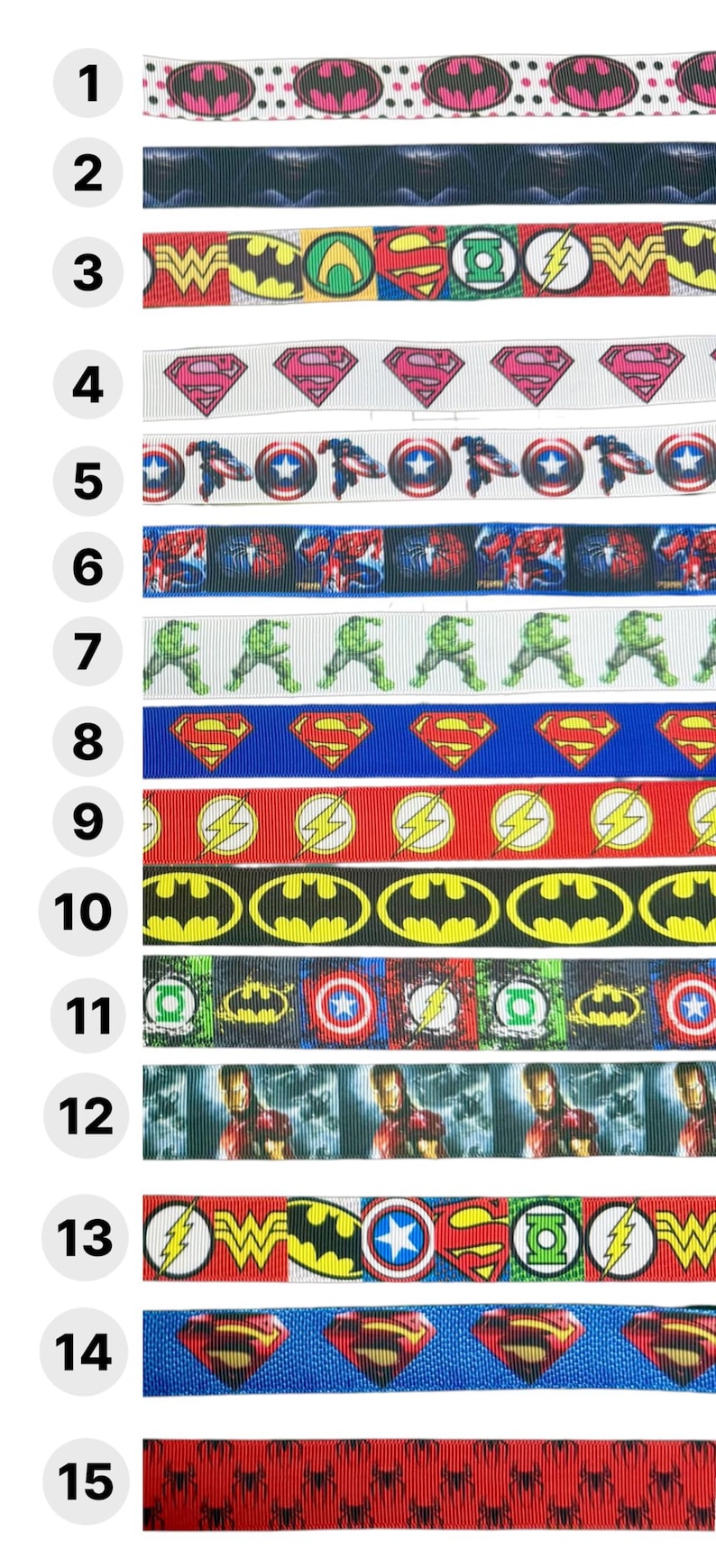 Marvel and DC Comics Superhero Grosgrain Ribbon | Craft Bow & Key Fob ...
