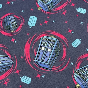 Doctor Who Phone Booth Quilt Cotton Fabric Springs Creative  2012 CP57138 Phone Booth  Cotton Fabric