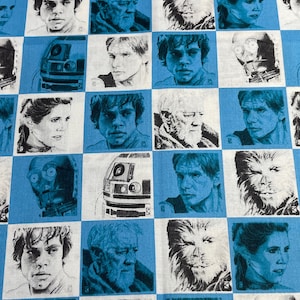 Star Wars Cotton Fabric Retro Star Wars Quilt Cotton Princess Lea Hans Solo Chewbacca C3PO R2D2 Rare OOP  Licensed LucasFilm Style 73100309