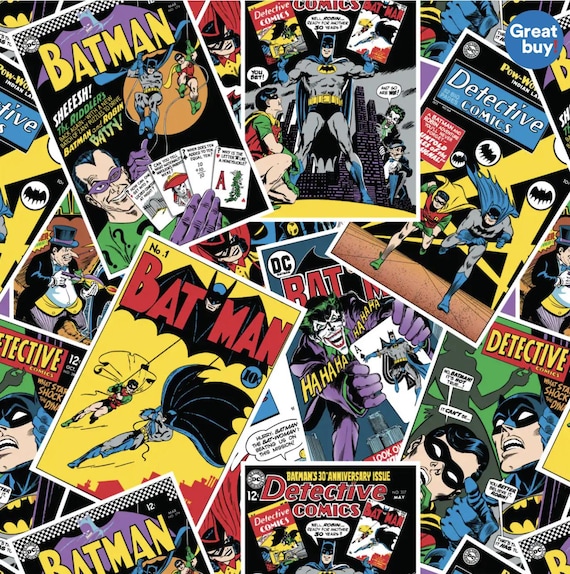 Batman Comic Stack Fabric | DC Comics Pop Culture Cotton | Ships