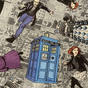 Doctor Who Character Toss Cotton Fabric Springs Creative 2012 BBC Style CP 62467
