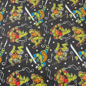 Tessuto di cotone Teenage Mutant Ninja Turtle TMNT Turtle Action 2020 Viacom International Springs Creative Products Style CP 65918