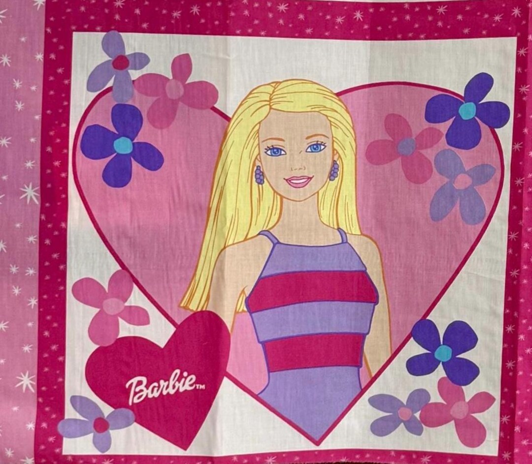 Barbie Quilt Panel | 2001 Mattel Blonde 2-block Polycotton | Pink ...