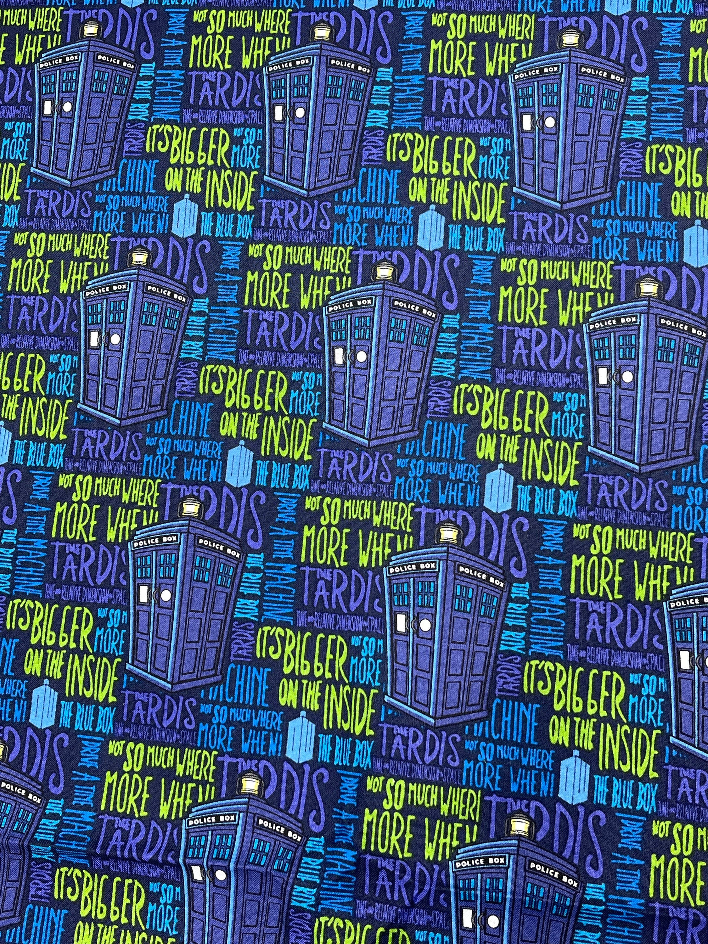 Doctor Who 2012 Bigger on the Inside Design | BBC Cotton Quilt Fabric |  Pre-cut Sizes | Ships Today - Etsy, image size:2250x3000