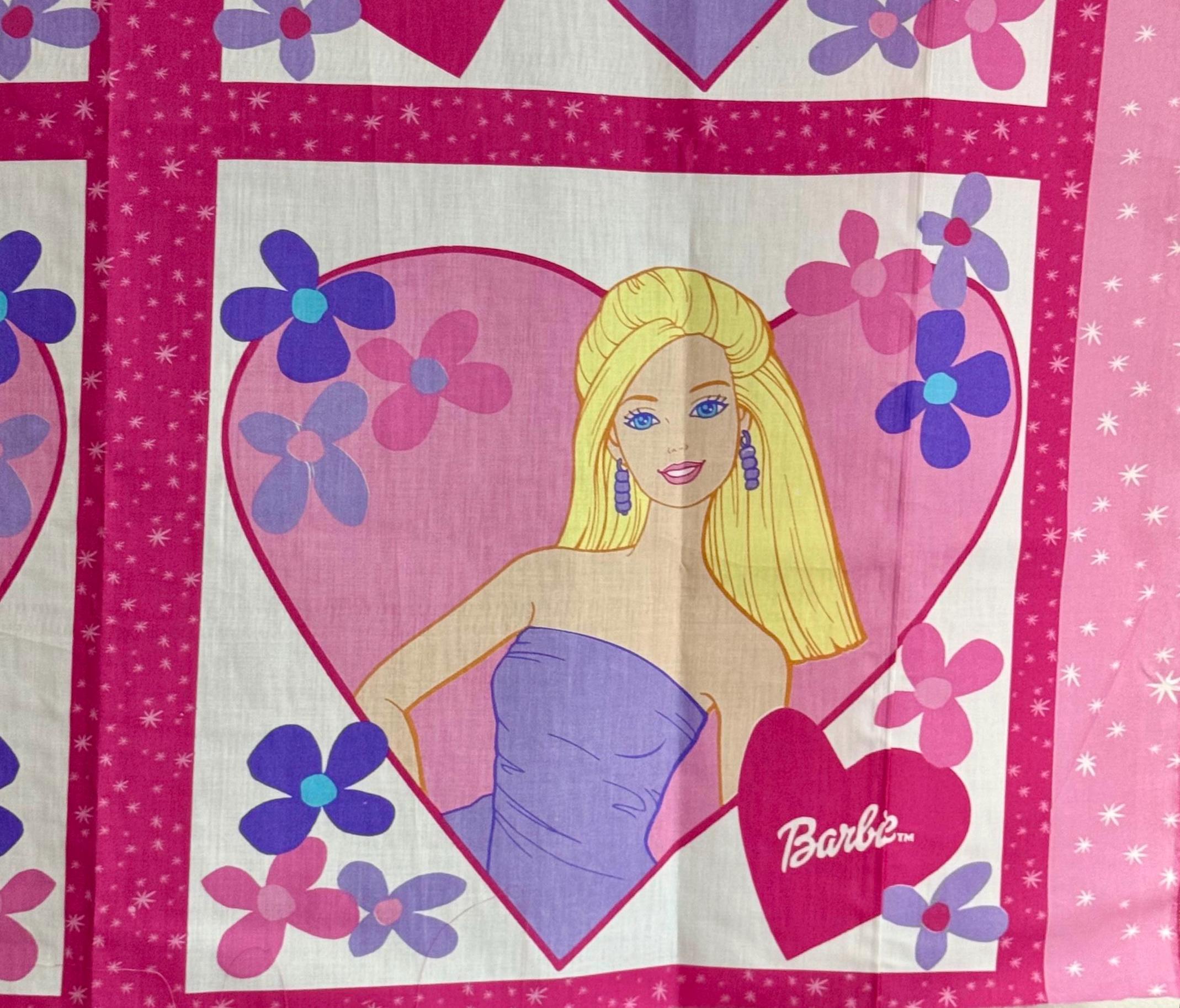 Barbie Quilt Panel | 2001 Mattel Blonde 2-block Polycotton | Pink ...