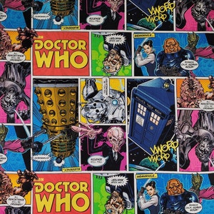 Doctor Who Comic Book Print Cotton Fabric Springs Creative  2012 Big Bold Print