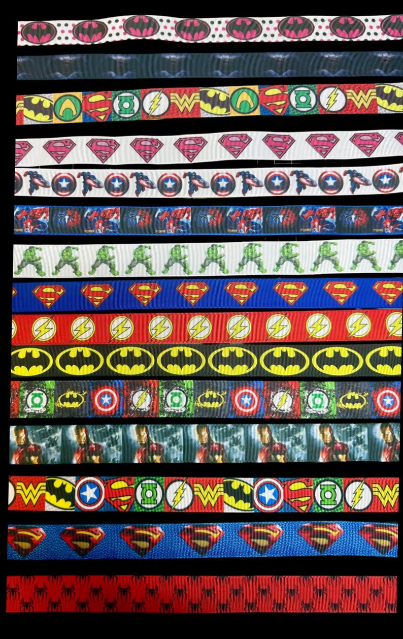 Marvel and DC Comics Superhero Grosgrain Ribbon | Craft Bow & Key Fob ...