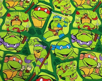 TMNT Cotton Fabric | Heroes in a Half Shell Toss, Viacom Licensed